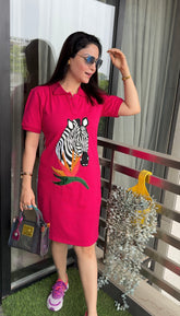 Hot pink t-shirt dress